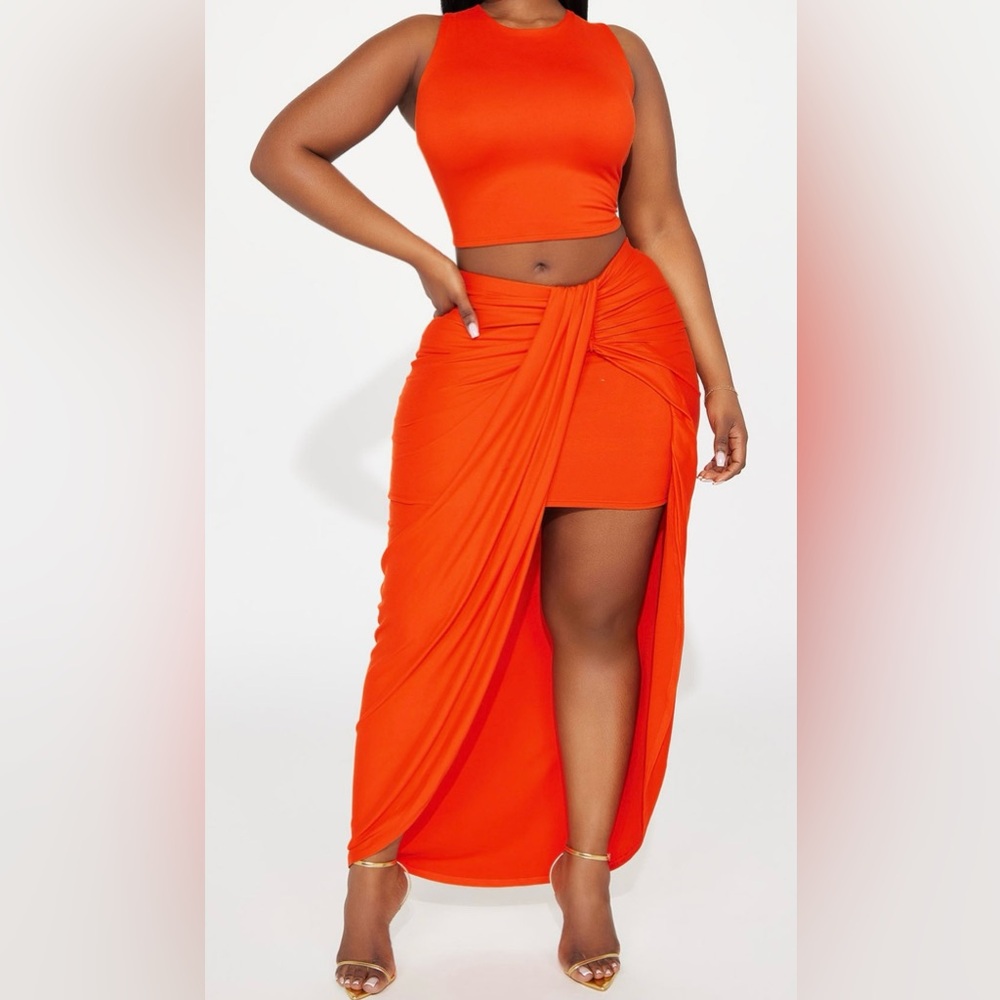 Fashion Nova Orange Vacation Skirt Set